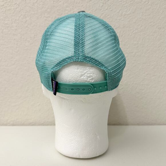 PATAGONIA Spellout Patch Mesh Lo-Pro Trucker Hat Unisex Gray Teal Snapback - Picture 3 of 10